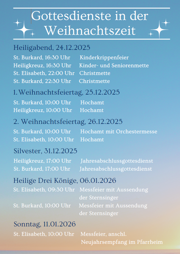 Weihnachtsgottesdienste 2025